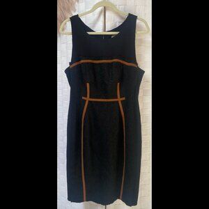 Yoana Baraschi Black Brown Boucle Lined Knee Length Sleeveless Dress Size 12